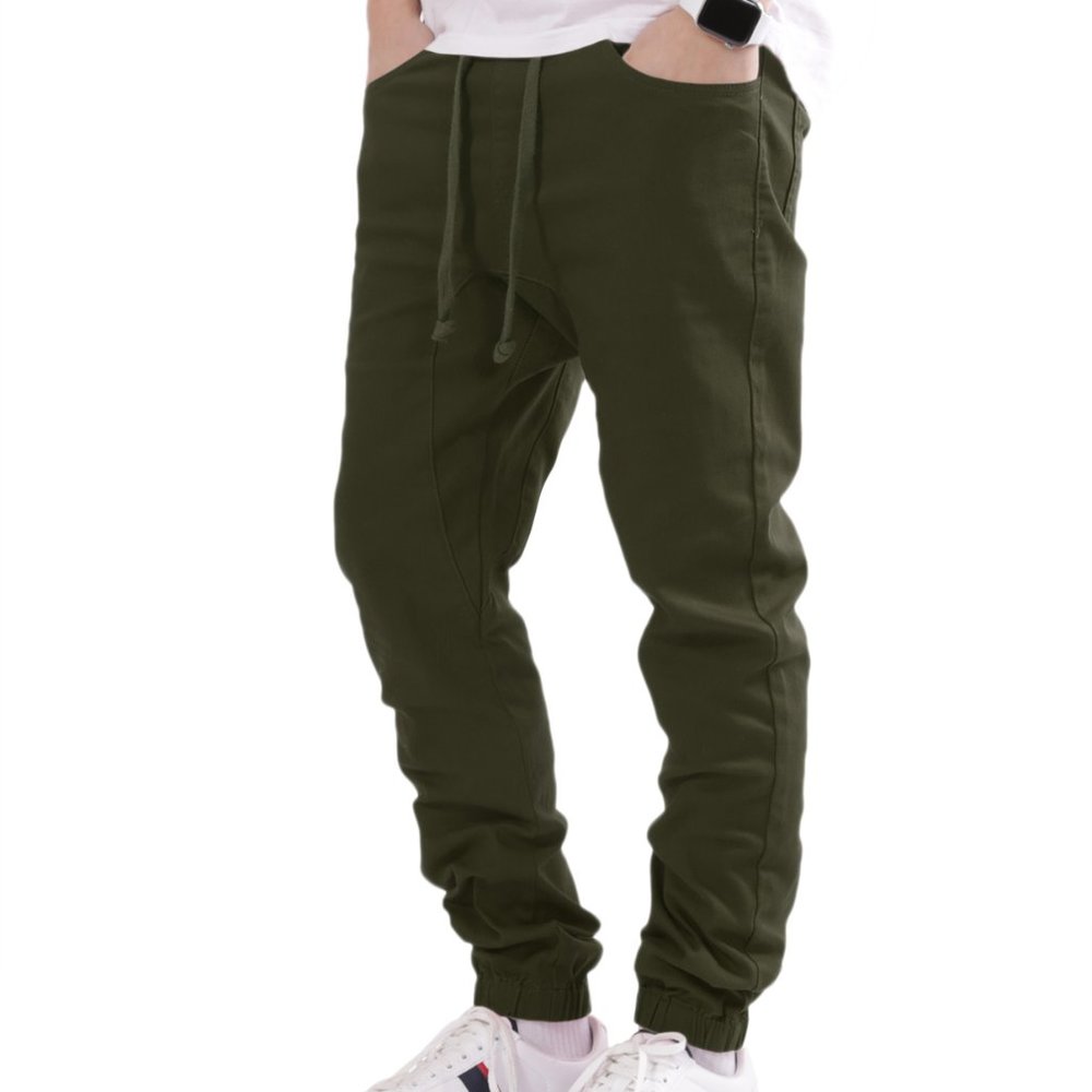 Men's Drawstring Harem Jogger Pants Olive